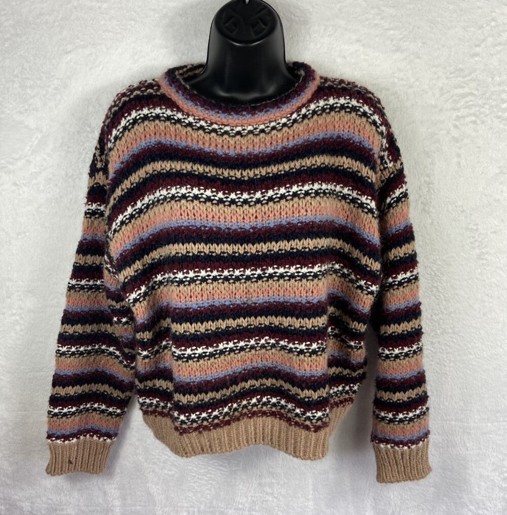 Elsamanda Italian Made Alpaca Sweater Women’s L Striped Preppy Academia